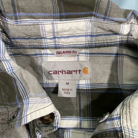 Carhartt Men's Sz M Plaid Button Down Shirt Essential Short Sleeve Farm Western - Picture 3 of 9